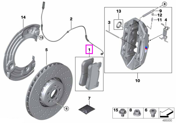 Set placute frana fara azbest, Punte Fata - BMW Seria 2 G87M2, Seria 3 G80M3 G81M3, Seria 4 G82M4 G83M4