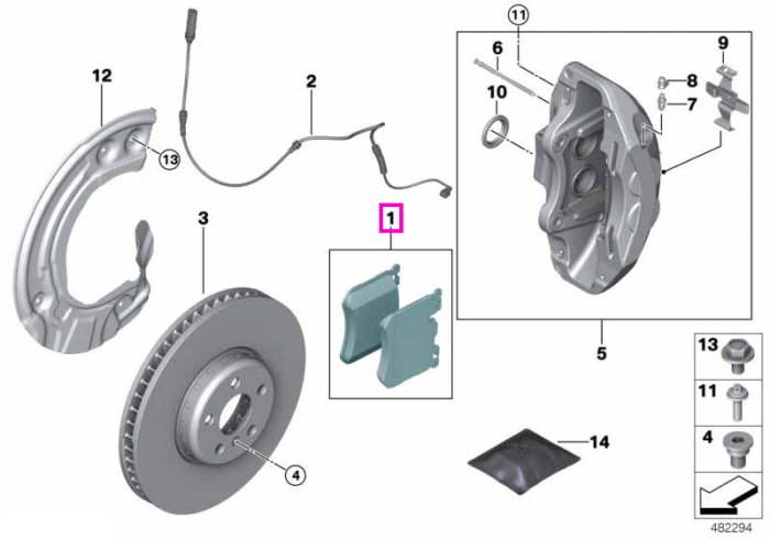Set placute frana fara azbest, punte fata - BMW Seria 5 G60 G61 G68, X3 G45 G48