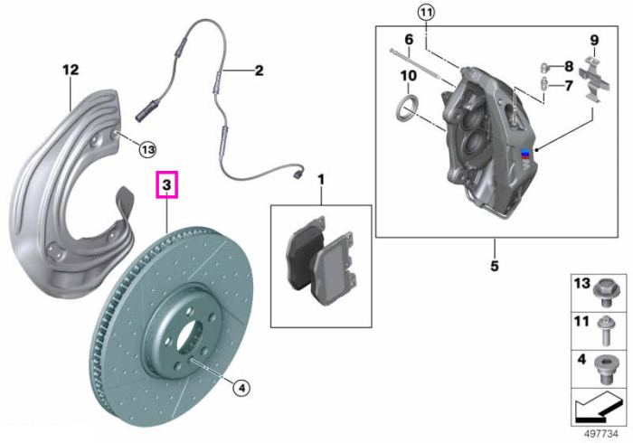 Disc frana fata, ventilat, cu gauri perforate, M Performance, 420x40mm, stanga - BMW Seria 5 G60 G61, Seria 7 G70