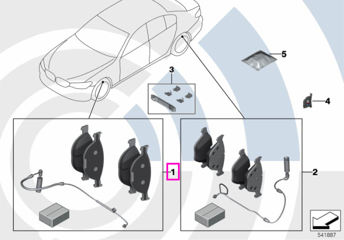 Set placute frana fara azbest, cu senzor uzura, punte fata, Kit Value Parts - BMW Seria 5 G30, Seria 6 G32 GT