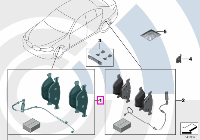 Set placute frana si senzor uzura, punte fata, Kit Value Parts - BMW Seria 5 G30 G31 G38, Seria 6 G32