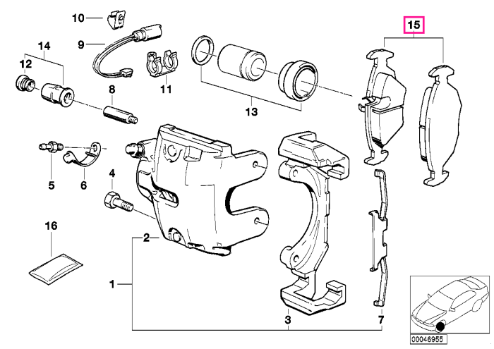 Set placute frana, punte fata, fara azbest (Jurid) - BMW Seria 3 E36, Seria 5 E34, Seria 7 E32, Z3 E36