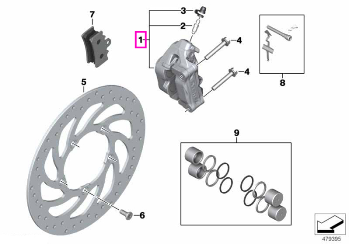 Etrier frana fata - BMW Motorrad K01 (G 310 RR), K02 (G 310 GS), K03 (G 310 R) - tip motor A82