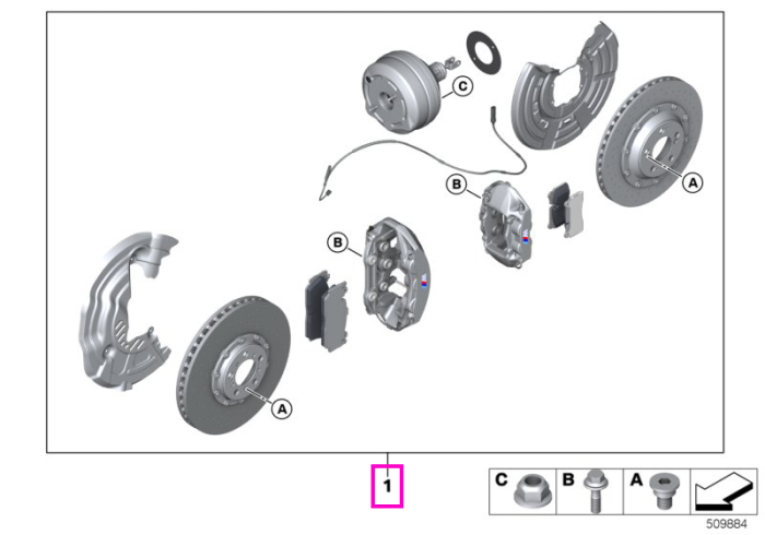 Kit retrofit, frane carbon-ceramice "BMW M Performance" - BMW Seria 3 F80 M3, Seria 4 F82 F83 M4