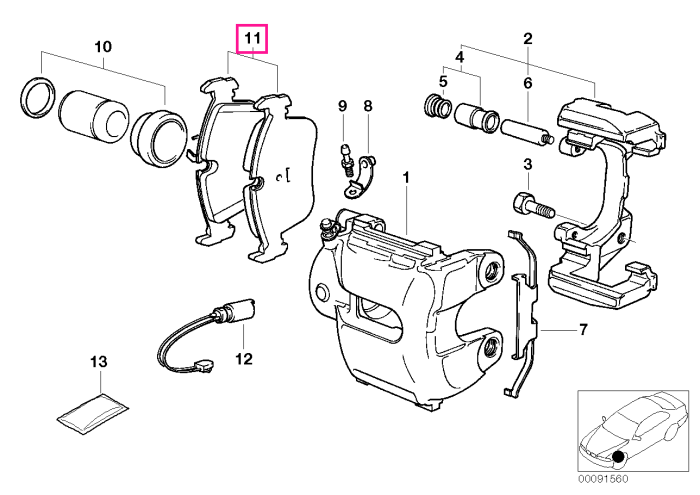 Set placute frana, punte fata, fara azbest - BMW Seria 7 E38, Z8 E52