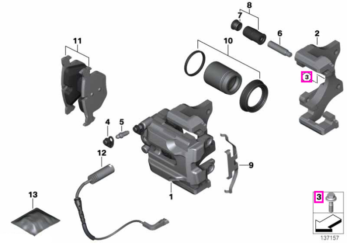 Surub cu guler M12x1,5x32, ZNS3, sistem franare - BMW Seria 1 E82, Seria 3 E36 E46 E90 E92 E93, Z3 E36, Z4 E85 E86 E89 - Mini R50 R52 R53 R55 R56 R57 R58 R59 R60 R61