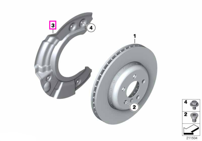 Protectie disc frana stanga - BMW Seria 5 F07 F10 F11, Seria 6 F06 F12 F13, Seria 7 F01 F02 F04 Hybrid