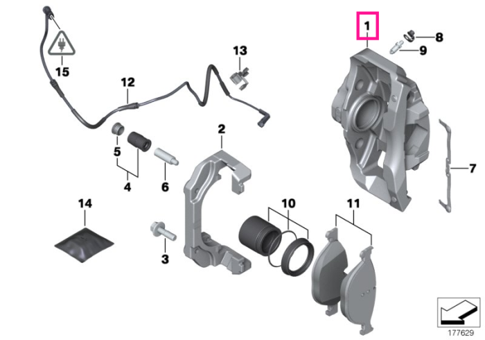Etrier frana, punte fata, stanga - BMW Seria 5 F10 F11 F18, Seria 6 F06 F12 F13