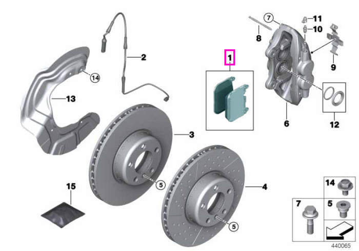 Set placute frana fara azbest, punte fata - BMW Seria 3 F30 F31 F34, Seria 4 F32 F33 F36