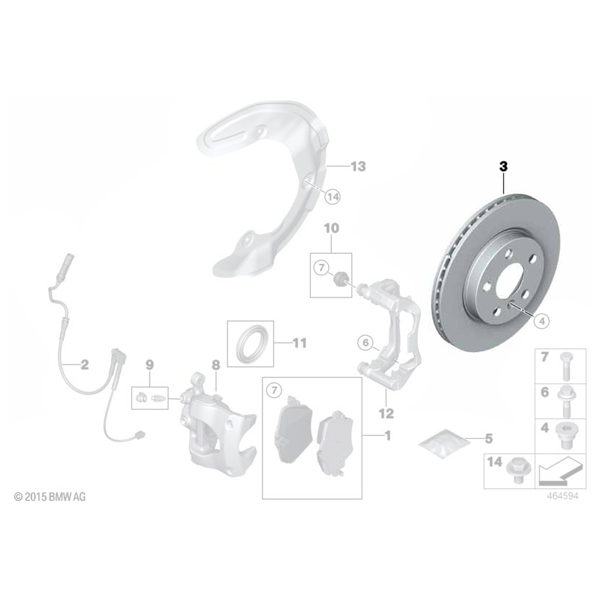Disc frana ventilat - 330x24 - BMW Seria 1 F40; Seria 2 F45, F46; X1 F48; X2 F39