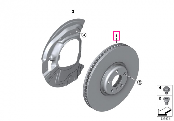 Disc frana ventilat, punte fata, stanga sau dreapta, Ø348mm - BMW X5 E70 F15, X6 E71 F16 