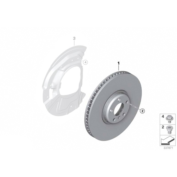 Disc frana ventilat, punte fata, stanga sau dreapta, Ø332mm - BMW X5 E70 F15, X6 E71 F16