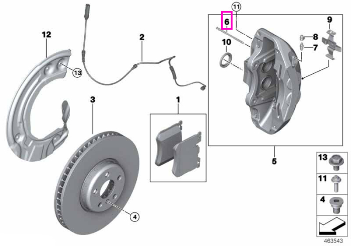 Kit reparatie bolt ghidare etrier frana, punte fata - BMW Seria 2 G42, Seria 3 G20 G21, Seria 4 G22 G23 G26, Seria 5 G30 G31 G60 G61 G68, Seria 6 G32, Seria 7 G11 G12 G70, Seria 8 G14 G15 G16, i4 G26, iX I20, X3 G01 G45 F97 M, X4 G02 F98 M, X5, X6, X7, Z4