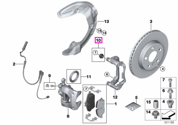 Kit reparatie burdufuri ghidaj etrier frana, punte fata - BMW Seria 2 G42, Seria 3 G20 G21 G28, Seria 4 G22 G23 G26, Seria 5 G30 G31 G38, i3L G28, i4 G26, X3 G01 G08, X4 G02, Z4 G29 - TMC Supra