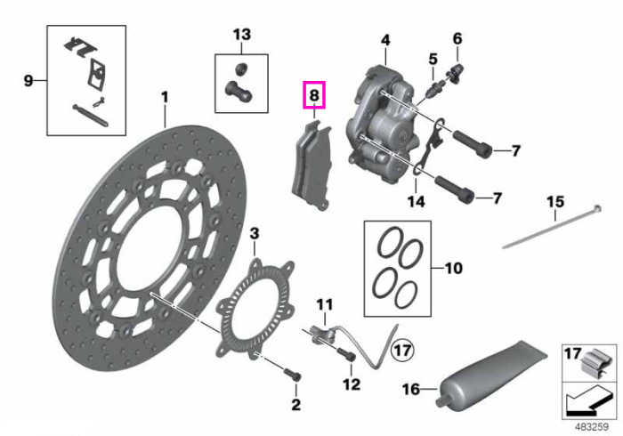 Set placute frana fata - BMW Motorrad K14 (F 650 CS), K25 (HP), K72 (F 650 GS, F 800 GS), R13 (F 650 GS, GS Dakar), R13 (G 650 GS)