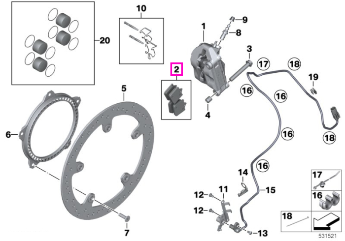 Set placute frana, metal sinterizat, fata - BMW Motorrad K46 (S 1000 RR), K47 (S 1000 R)