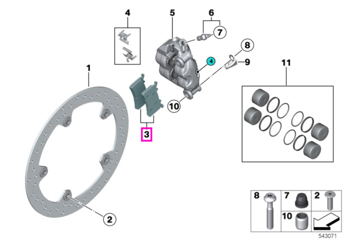 Set de placute de frana, roata fata, M - BMW Motorrad K66 (M 1000 RR), K67 (S 1000 RR), KM3 (M 1000 R), KM9 (M 1000 XR)