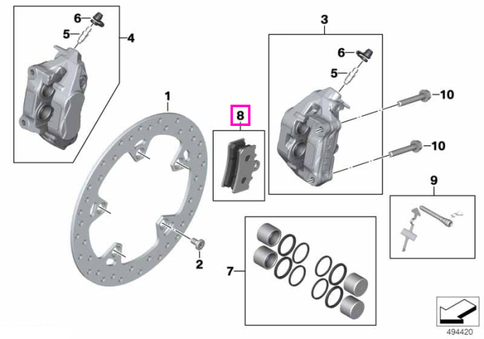 Set placute frana fata - BMW Motorrad K08 (C 400 GT), K09 (C 400 X) - tip motor A85