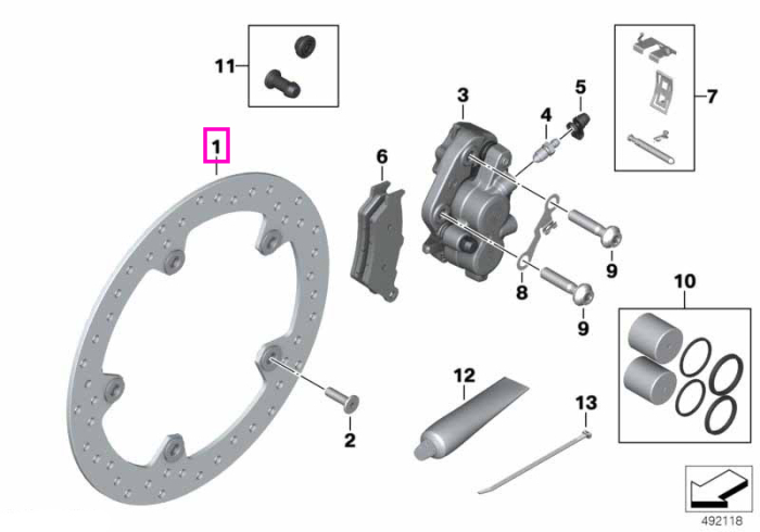 Disc frana fata, nituit (D=305-4,5mm) - BMW Motorrad K50 (R 1200 GS, R 1250 GS), K51 (R 1200 GS Adv., R 1250 GS Adv.), K80 (F 750 GS, F 800 GS), K81 (F 850 GS, F 900 GS), K82 (F 850 GS Adv., F 900 GS Adv.)
