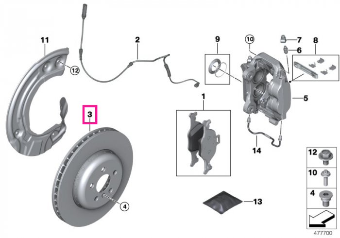 Disc frana ventilat, punte fata, stanga sau dreapta, Ø348mm - BMW Seria 5 G30 G31, iX3 G08	