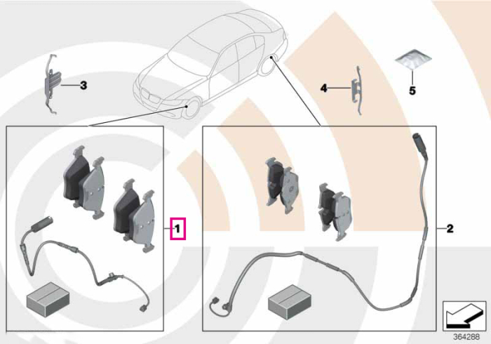 Set placute frana si senzor uzura placute, punte fata, Value Parts - BMW Seria 2 F45 - Mini Clubman F54