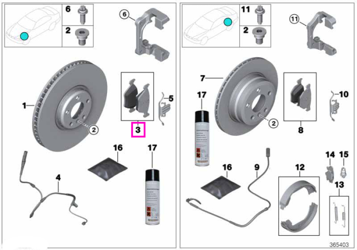 Set placute frana, punte fata - BMW Seria 1 F20 F21, Seria 2 F22 F23