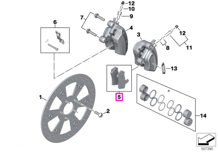 Set placute frana - BMW Motorrad K34 (R 18, R 18 Classic), K35 (R 18 B, R 18 Transcontinental) - tip motor A70