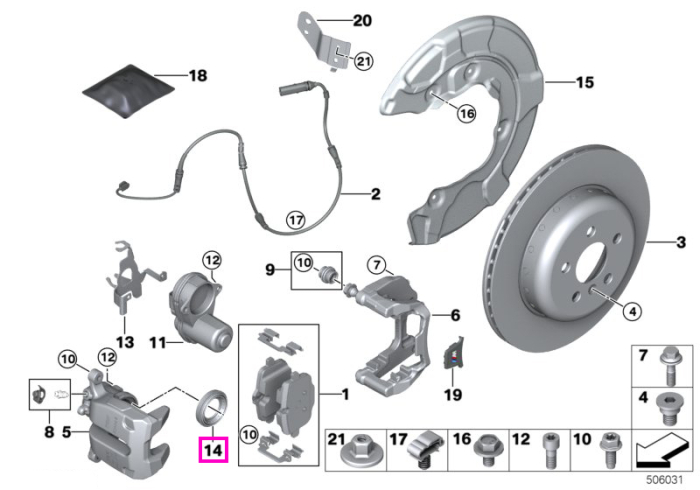 Garnitura piston etrier frana spate - BMW Seria 2, Seria 3, Seria 4, Seria 5, Seria 6, Seria 7, Seria 8, i8 I12 I15, iX3 G08, iX I20, X3 G01 G08 F97 M, X4 G02 F98 M, X5 G05 G18 F95 M, X6 G06 F96 M, X7 G07, Z4 E89