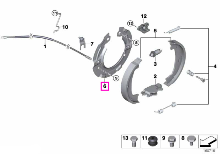 Inel suport sabot frana de parcare (D=185mm) - BMW X1 E84