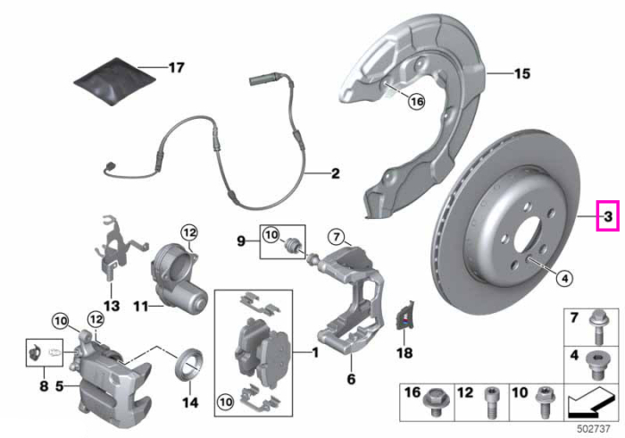 Disc frana spate, stanga, ventilat, 370x24mm - BMW Seria 5 G30, Seria 7 G11 G12, Seria 8 G14 G15 G16, X4 G02, X5 G05, X6 G06, X7 G07