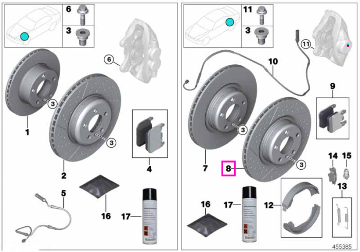 Disc frana ventilat, perforat, punte spate stanga, 370x24 mm - BMW Seria 2 F87 M2, Seria 3 F80 M3, Seria 4 F82 F83 M4
