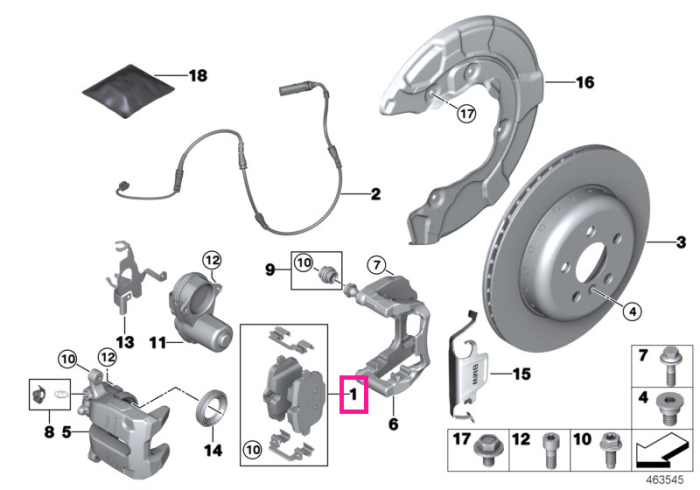 Set placute frana, punte spate - BMW Seria 2 G87M2, Seria 3 G80M3 G81M3, Seria 4 G82M4 G83M4, X3 F97M, X4 F98M
