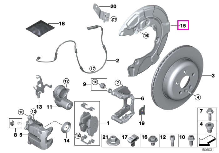 Protectie disc frana, punte spate, stanga - BMW Seria 2 G87M2, Seria 3 G80M3 G81M3, Seria 4 G82M4 G83M4