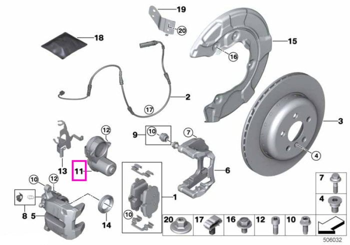 Set reparatie actuator EMF, sistem franare - BMW Seria 2 G42, Seria 3 G20 G21 G28, Seria 4 G22 G23 G26, i3L G28, i4 G26, Z4 G29