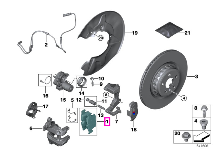 Set placute frana, fara azbest, punte spate - BMW Seria 5 G90 G99 M5, Seria 7 G70, XM G09