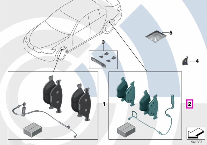 Set placute frana si senzor uzura placute frana, punte spate, Kit Value Parts - BMW Seria 5 G30