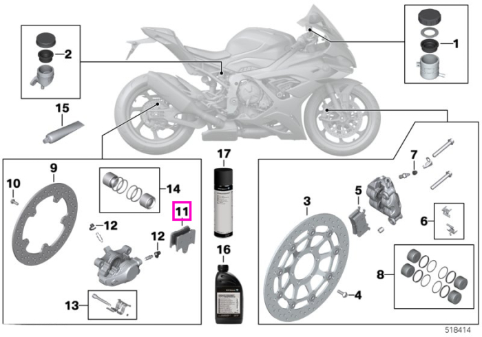 Set placute frana spate, M - BMW Motorrad K66 (M 1000 RR) - tip motor A67