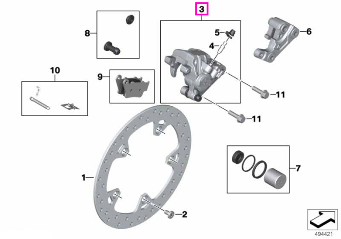 Etrier frana spate, fara placute - BMW Motorrad K08 (C 400 GT), K09 (C 400 X) - tip motor A85