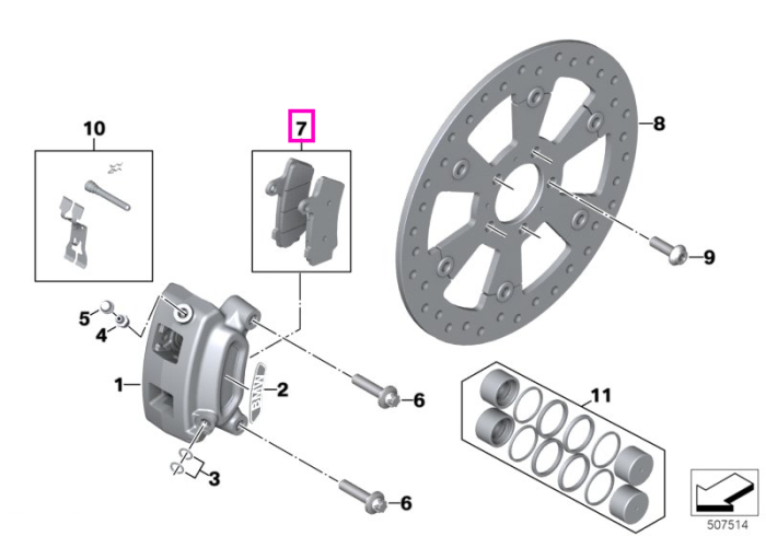 Set placute frana spate - BMW Motorrad K34 (R 18, R 18 Classic), K35 (R 18 B, R 18 Transcontinental) - tip motor A70