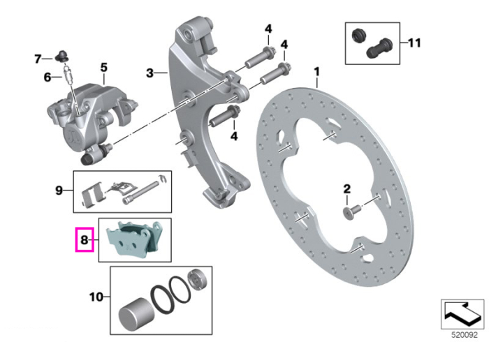 Set placute frana spate - BMW Motorrad K07 (CE 04) - tip motor IA4