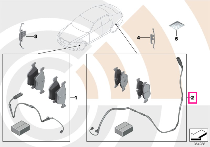 Set placute frana si senzor uzura placute, punte spate, Value Parts - BMW Seria 3 F30 F31 F34, Seria 4 F32 F33 F36