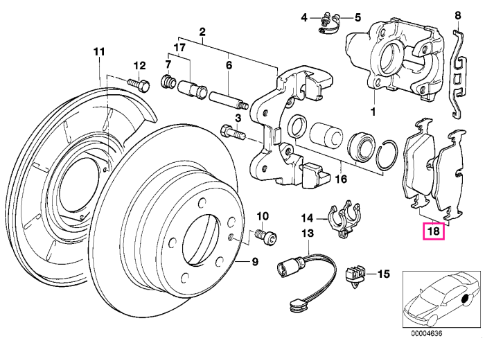 Set placute frana, punte spate, fara azbest - BMW Seria 3 E36, Z3 E36