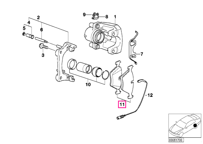 Set placute frana, punte spate, fara azbest (Textar T4147) - BMW Seria 3 E46