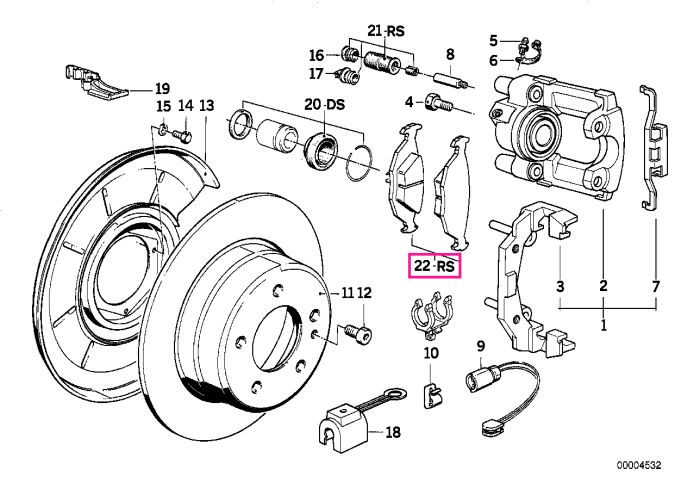 Set placute frana, punte spate, fara azbest - BMW Seria 3 E30 E36, Seria 5 E34, Seria 7 E32, Z3 E36
