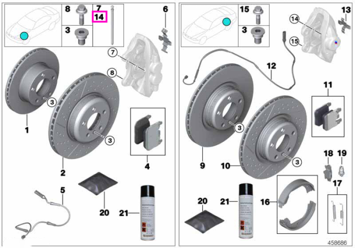 Pin ghidare etrier, punte spate - BMW Seria 1 F20 F21, Seria 2 F22 F23, Seria 3 F30 F31 F34 F80 M3, Seria 4 F32 F33 F36 F82 F83 M4, MS BMW Motorsport