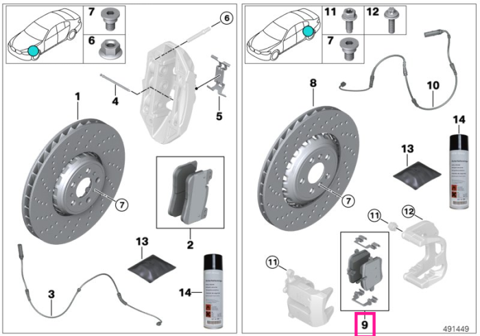 Set placute frana, punte spate, fara azbest - BMW Seria 5 F90 M5, Seria 8 F91 F92 F93 M8