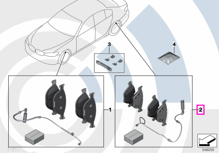 Set placute frana spate + senzor - BMW Seria 3 G20 G21 G28, Seria 4 G22 G23 G26 - Kit Value Parts