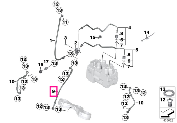 Furtun frana, flexibil, otel - BMW Motorrad K26 (R 900 RT, R 1200 RT)