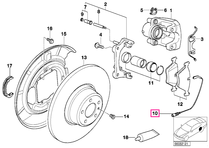 Senzor uzura placute frana, punte spate - BMW Seria 5 E39, Z8 E52
