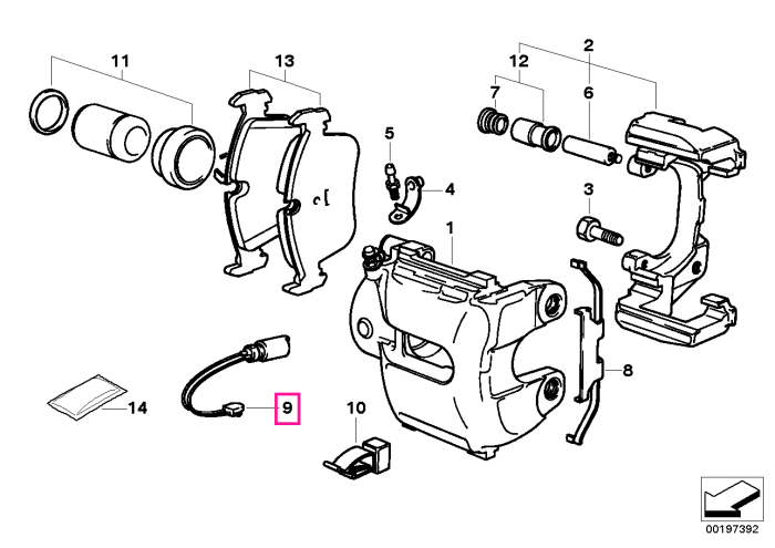Senzor uzura placute frana, punte fata - BMW Seria 3 E36, Z3 E36